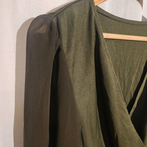 Khaki shirt bodysuit used with transparent sleeves size M