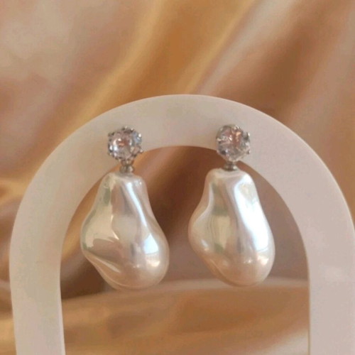 Pearl earrings with diamond new, 925 silver