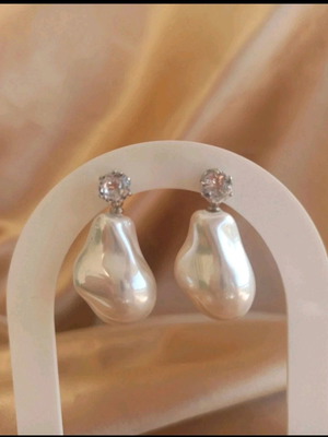 Pearl earrings with diamond new, 925 silver