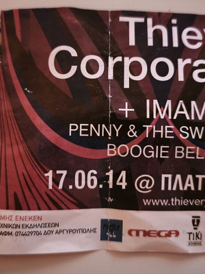 Thievery Corporation concert ticket used with Imam Baildi and Penny & The Swingin' Cats