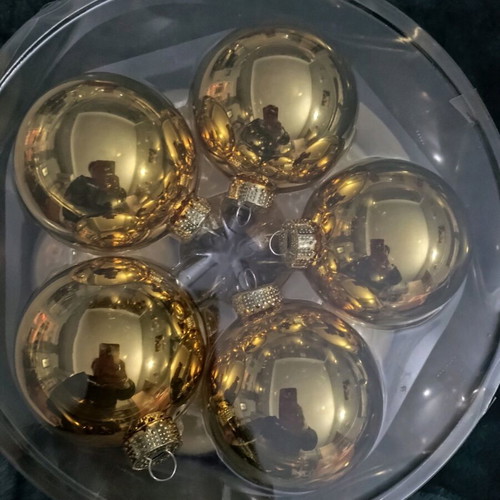 Christmas food decorations and gold glass balls pack new