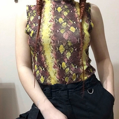 Pink Woman Snake Print Top size S like new