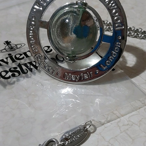 Vivienne Westwood Orb Pendant Necklace with Spherical Mint Stone, New