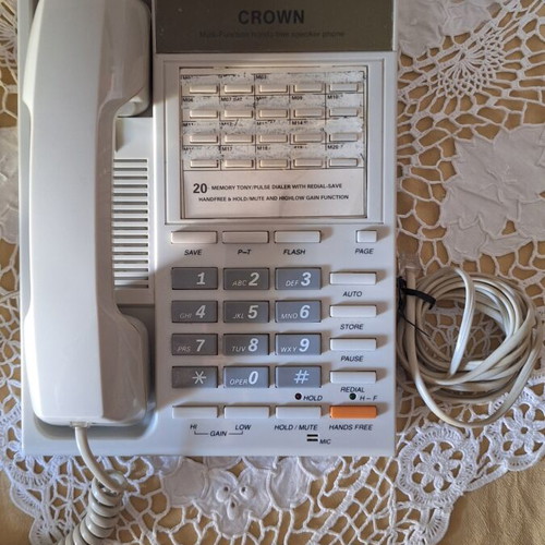 Crown corded telephone with 20 memories, used, handsfree