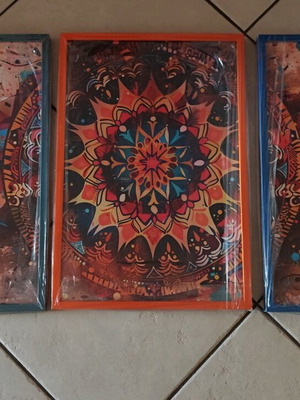 Set of 3 Decorative Prints New with Mandala and Abstract Art