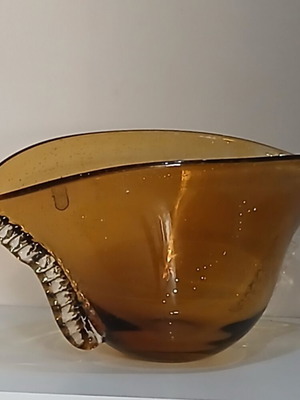Studio Crystal Large Handmade Amber Fruit Bowl Like New
