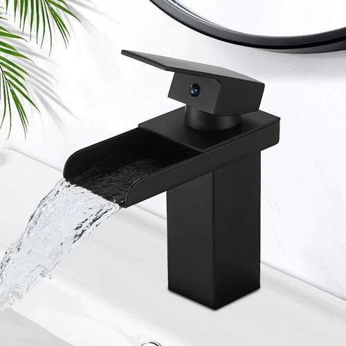 Black matte basin mixer tap new, waterfall flow
