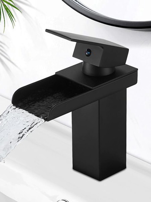 Black matte basin mixer tap new, waterfall flow