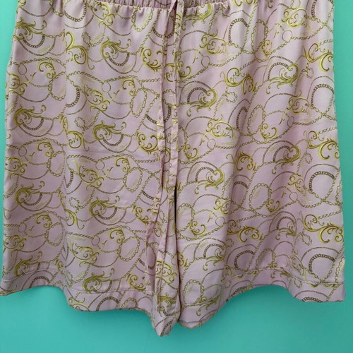 Med satin short sleeve pajama set with shorts like new, pink and gold