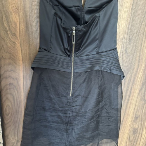 Cora Groppo Black Silk Strapless Draped Dress, Size 40