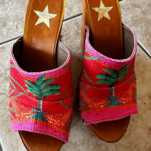 Pinup Star Vintage Mule Size 38 Like New Tropical Pattern
