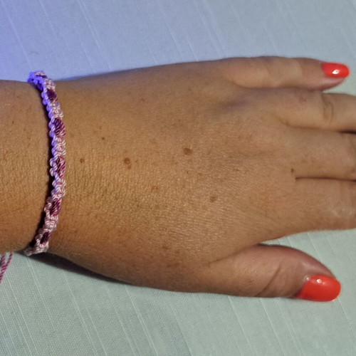 Macrame bracelets, black-beige and pink, set of 2