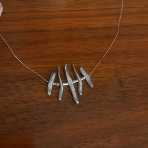 Silver aged hammered necklace