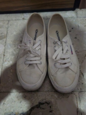 Superga white athletic shoes used, size 39.5