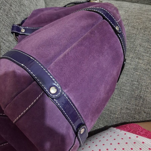 KEM Suede Shoulder Bag like new, rare purple statement piece