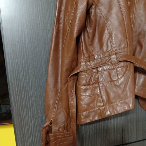 Vero Moda leather jacket like new, brown, with buttons and belt