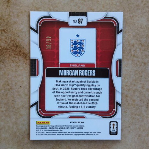 Morgan Rogers Pink Mosaic Panini Prizm Soccer Card, like new