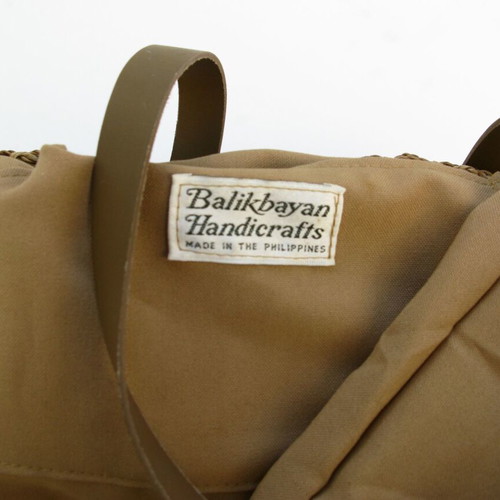 Balikbayan Handicrafts handmade woven shoulder bag with rattan and leather decorations new