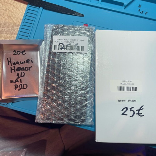 iPhone 12/12 Pro and Xiaomi Redmi 13 4G/Poco M6 4G screens and Huawei Honor 10/P20 battery new