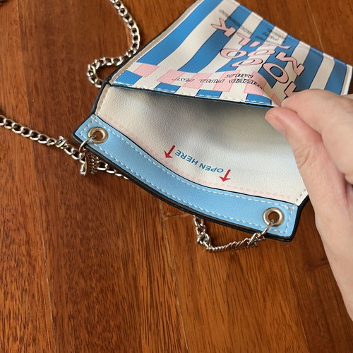Asos bag crossbody with silver chain like new, white and blue
