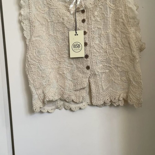 BSB Beige Crochet Lace Floral Shirt