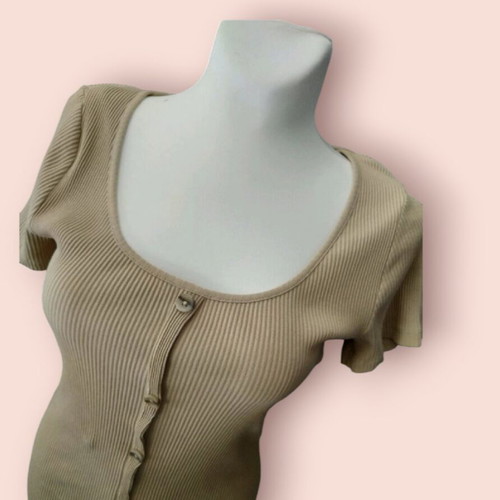 Fitted cotton dress like new, size L-XL, beige