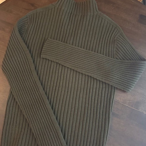 Benetton XL men's knitted cardigan with zipper, khaki