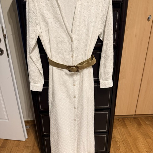 Zara midi dress white with belt, new