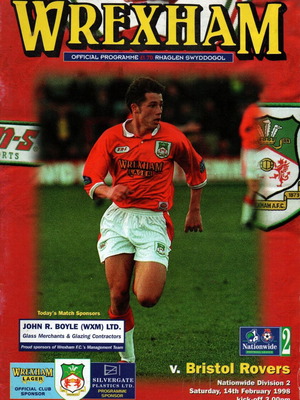 Vintage πρόγραμμα αγώνα Wrexham εναντίον Bristol Rovers 1998