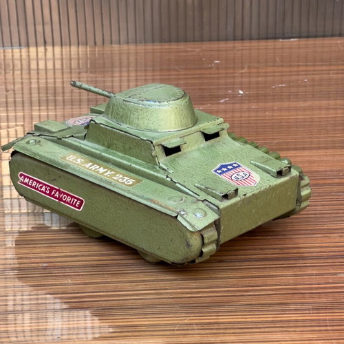 Vintage USA Tin Toy Wind up Military Tank like new "America's favorite U.S Army 335"