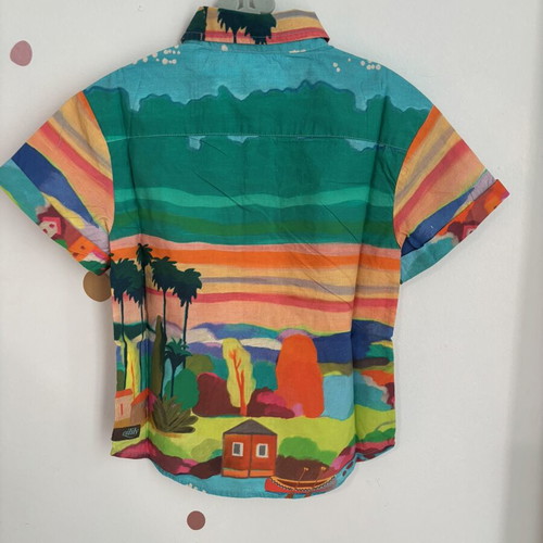Kids' shirt with watercolor effect new, size 104 cm, turquoise