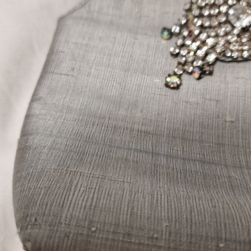 Zara silk and stone handbag used, silver multicolor