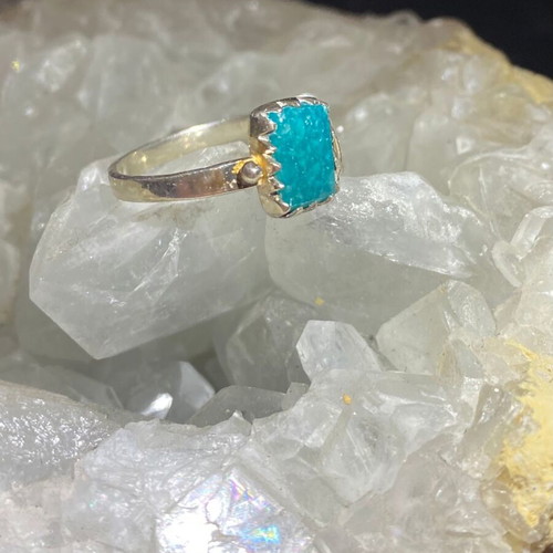 Silver ring with natural turquoise #9 new