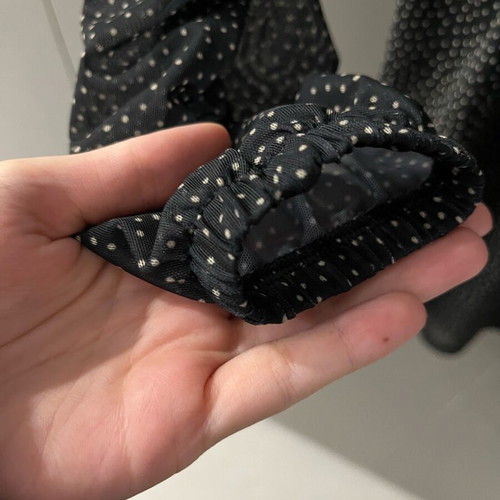 Black polka dot dress with transparent sleeves like new, size XS