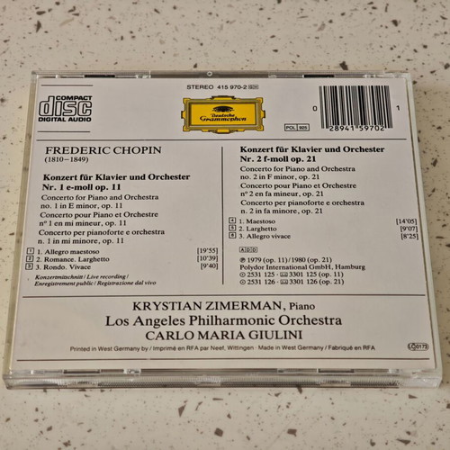 Chopin Piano Concerto Nos. 1 & 2 CD, classical