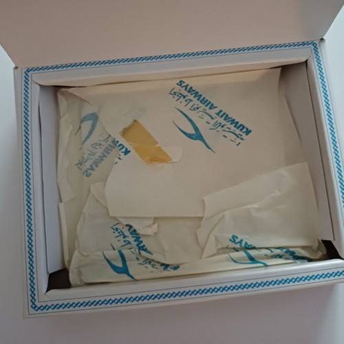 Kuwait Airways First Class Collectible Set with 2 Sealed Boeing 747 Playing Cards in Leather Case