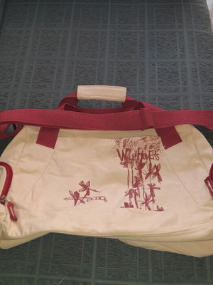 Polo shoulder bag beige with red details, new