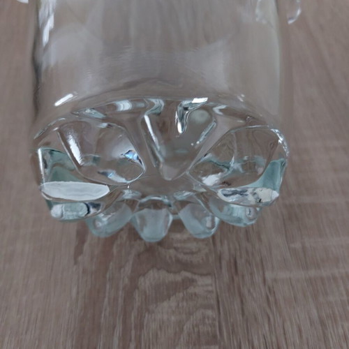 Italian glass ice bucket like new with decorative rim