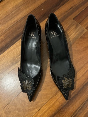 Kalogirou shoes black kitten heels pumps, new, leather