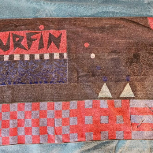 Vintage Surfin Beach Towel used, 90s pop art design