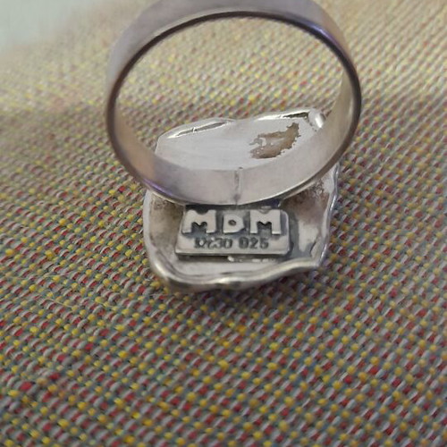 Ring with agate stone, new, sterling silver artisan vintage