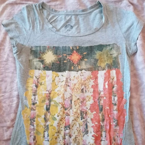 Long blouse with multicolor design used, size S