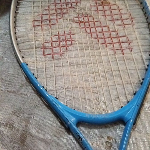 Rackets and cases used, various models including vintage Santos and Wilson