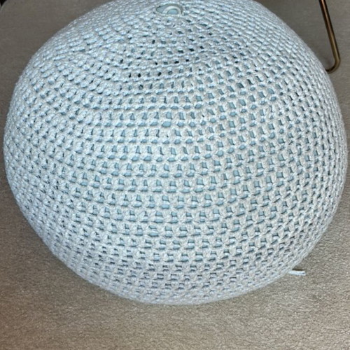 Handmade knitted pouf like new, ecru color