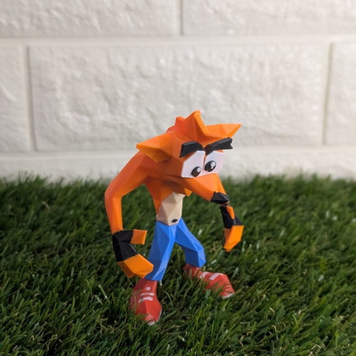 Crash Bandicoot low poly figure like new, 3D printed decoration