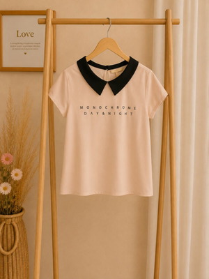 Zara romantic short-sleeve blouse with collar medium and wasp waist skirt medium