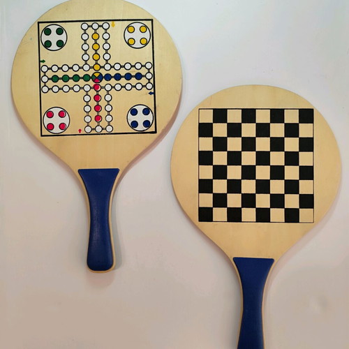 Wooden Handmade Children's Beach Rackets with Board Games like New