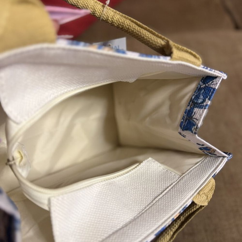 Dahai summer tote bag blue and white with butterflies