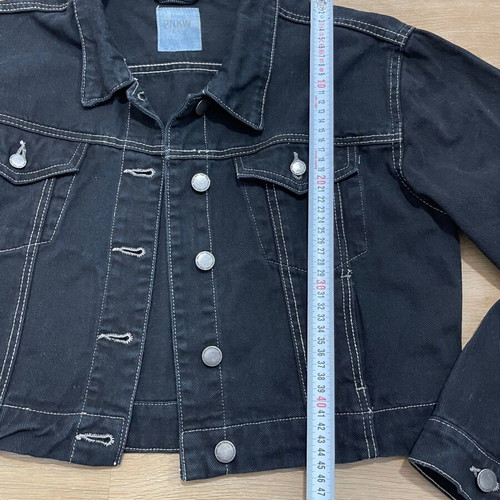 Pink Woman black denim jacket size M like new