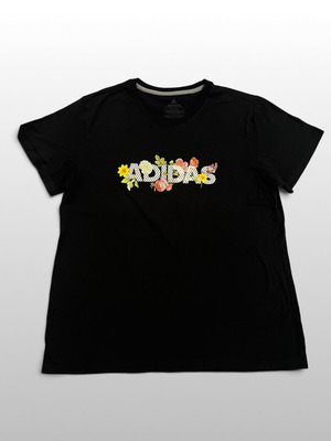 Adidas black T-shirt with floral graphic, XL